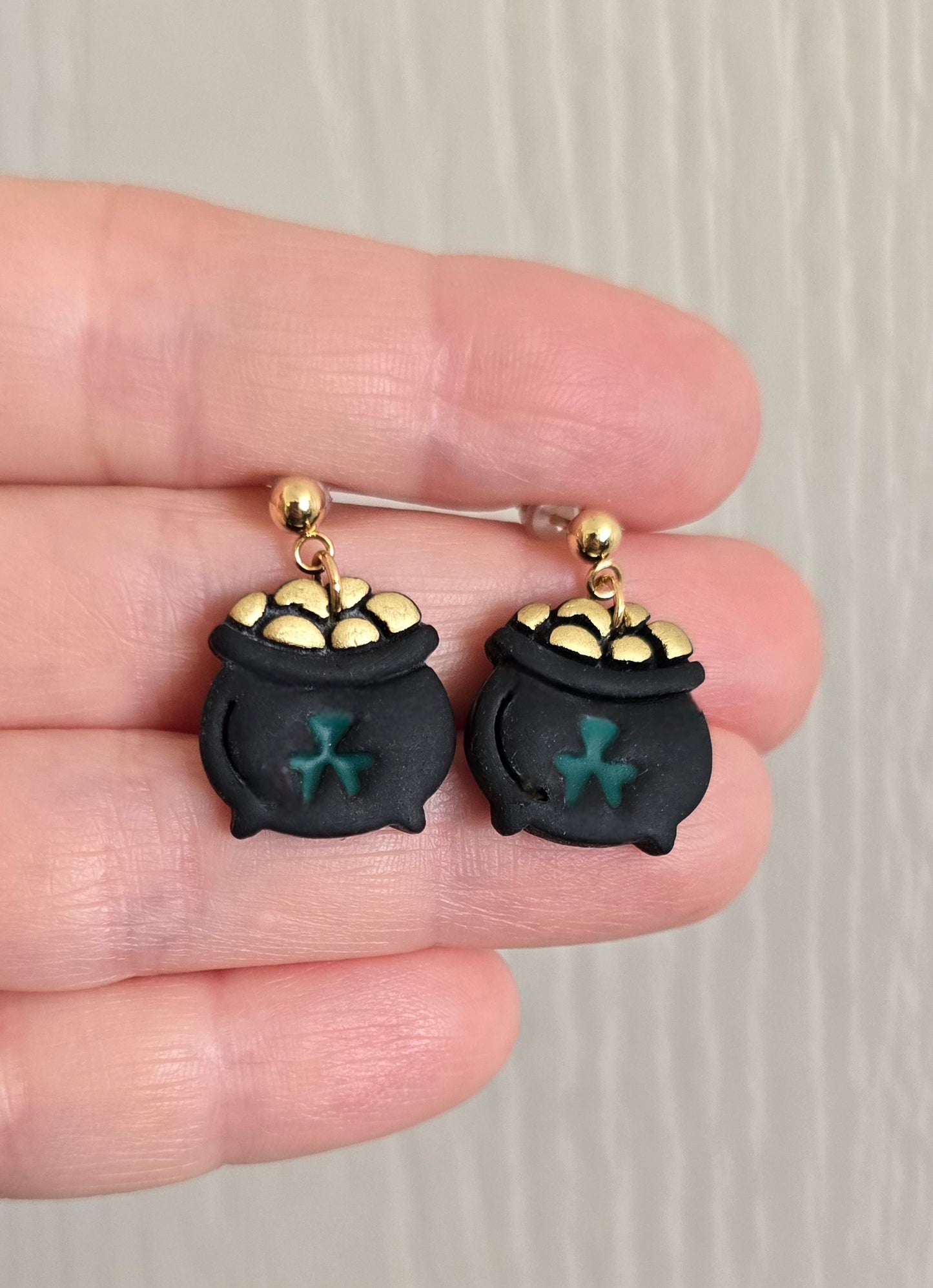 St. Patrick's Day Small Pot of Gold Earrings