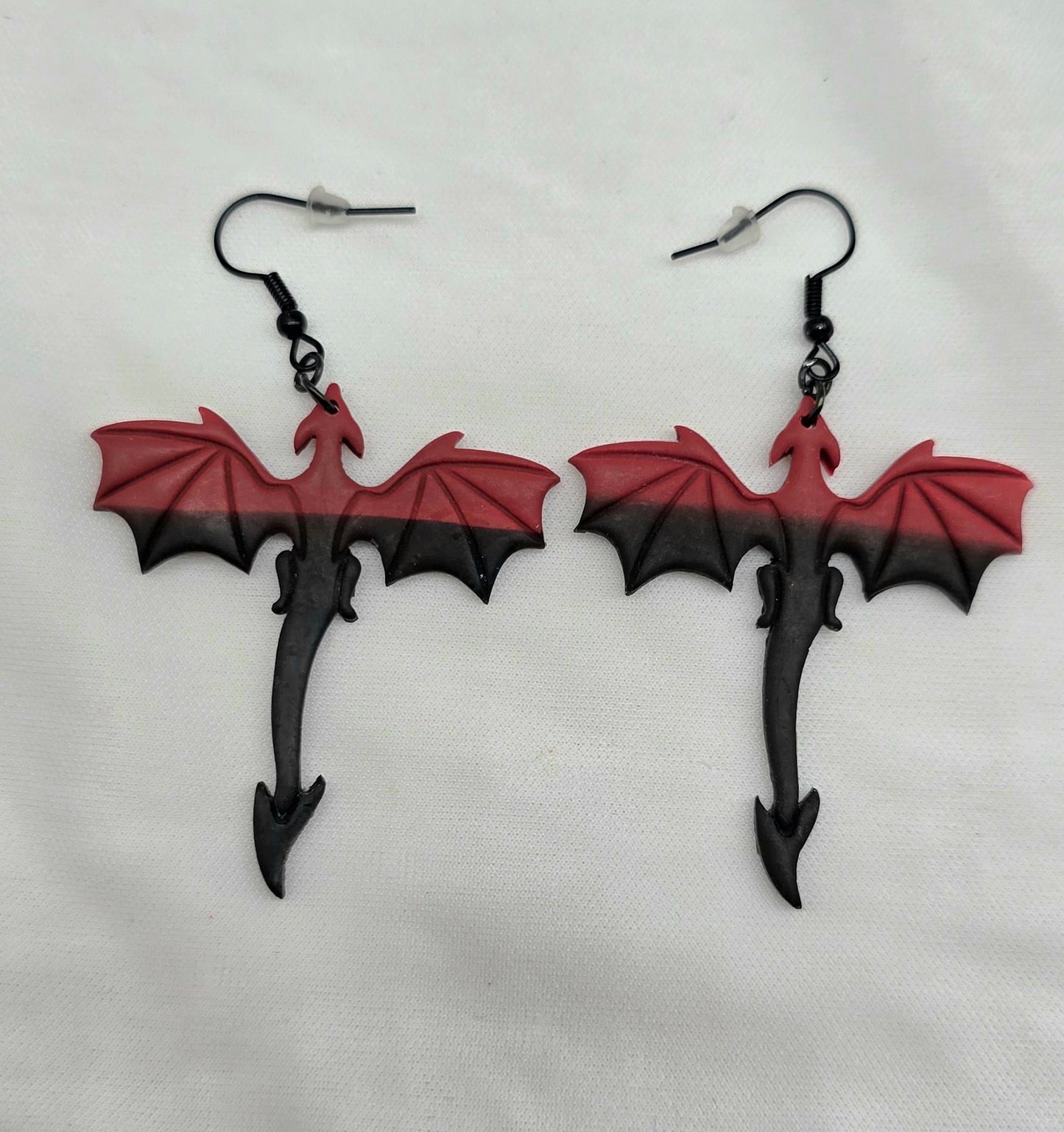 Black and Red Dragon Earrings, Style 1