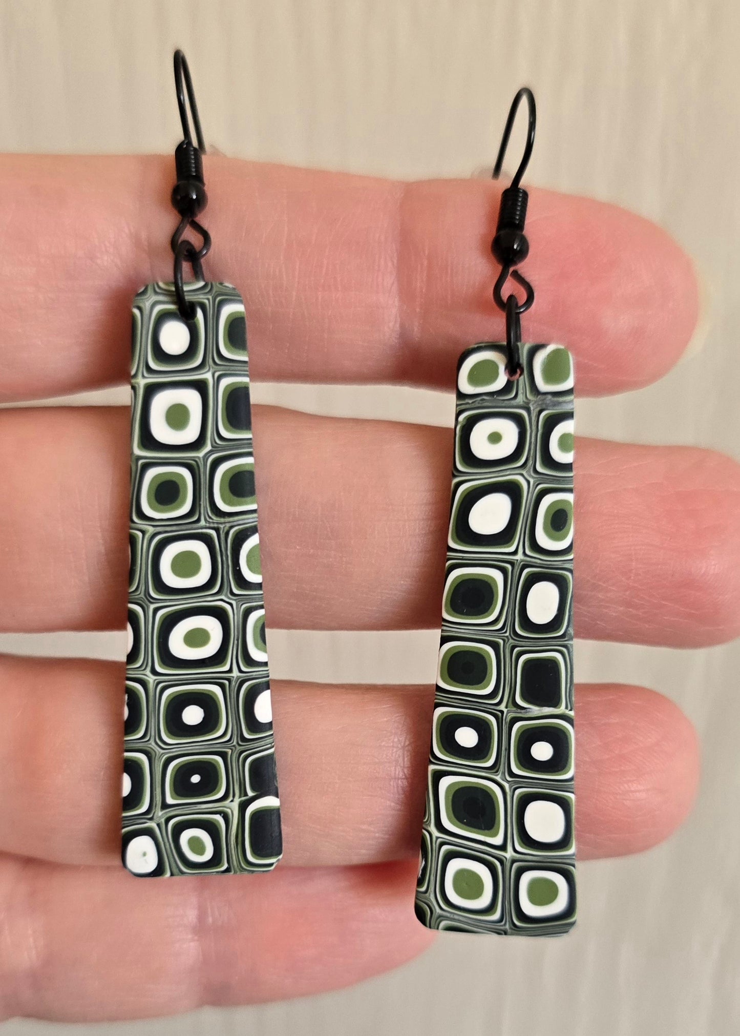 Green Circles Dangle Earrings