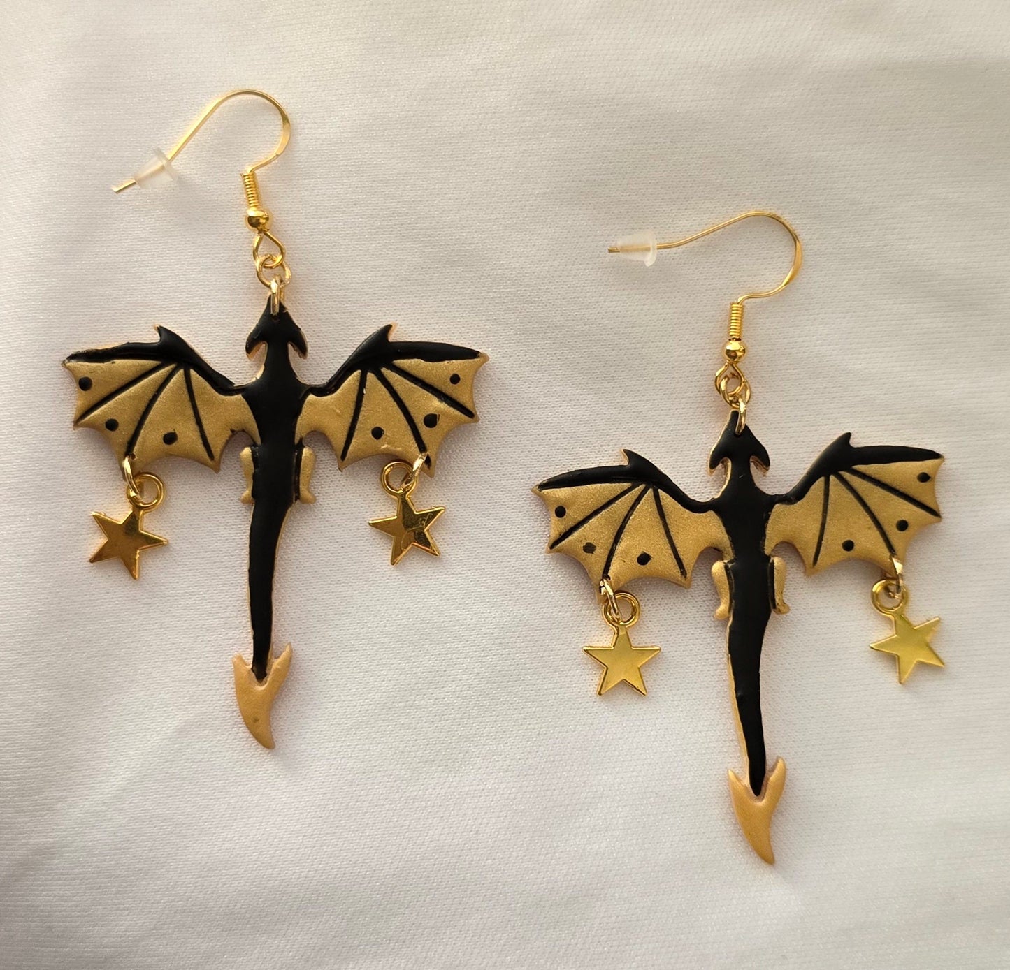Gold and Black Dragon Earrings, Style 1