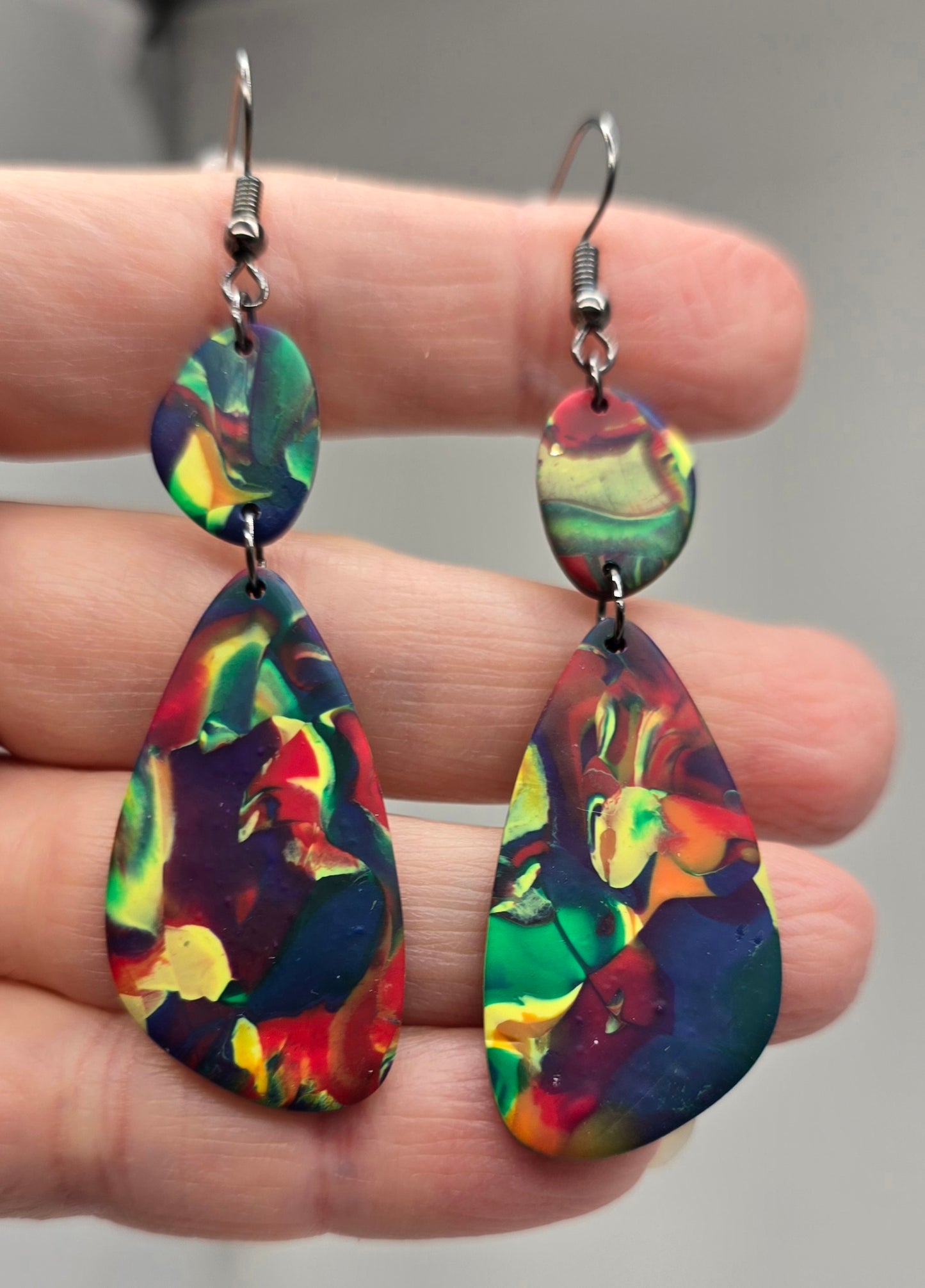 Rainbow Teardrop Dangle Earrings