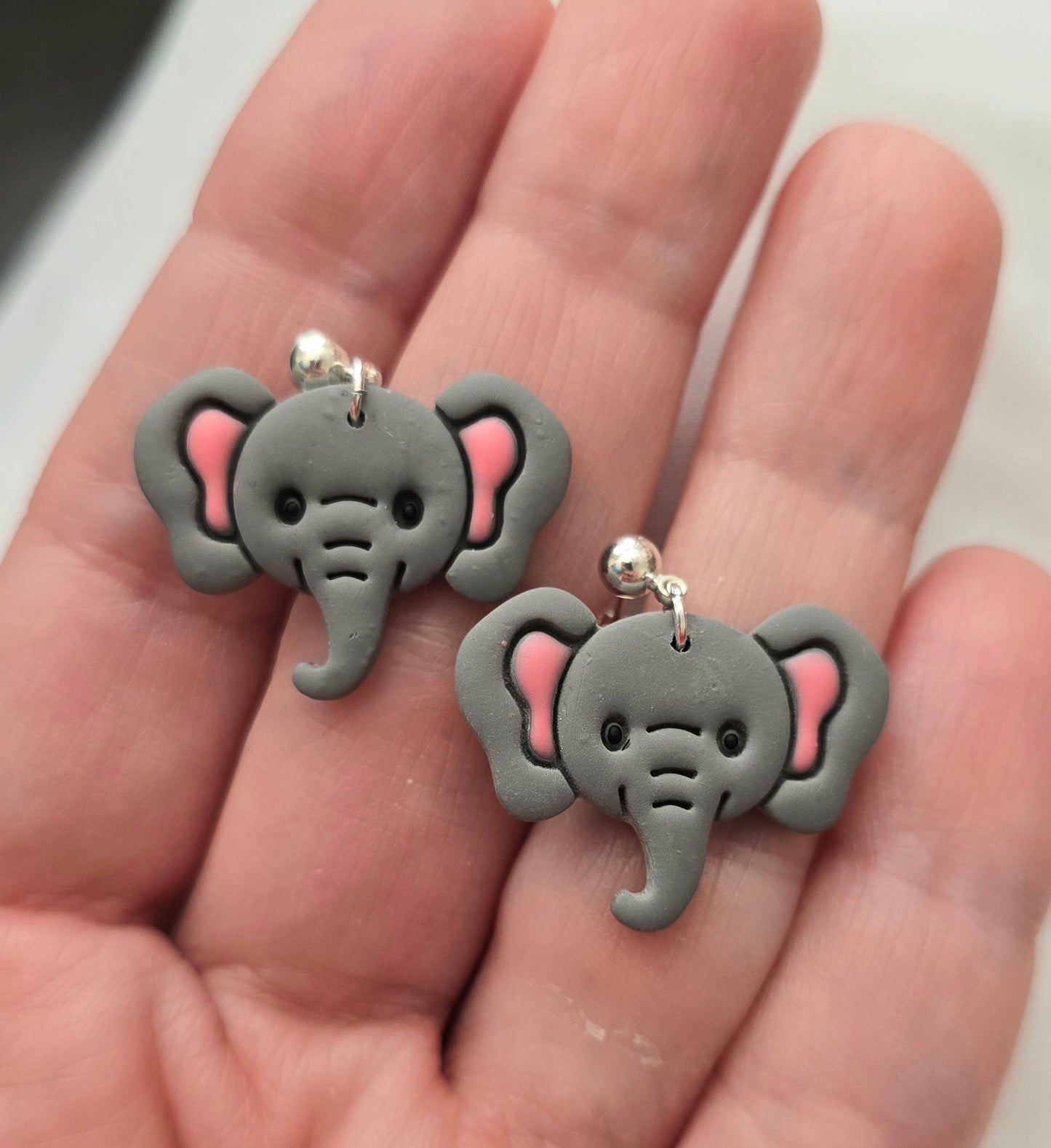 Gray Elephant Small Dangle Earrings
