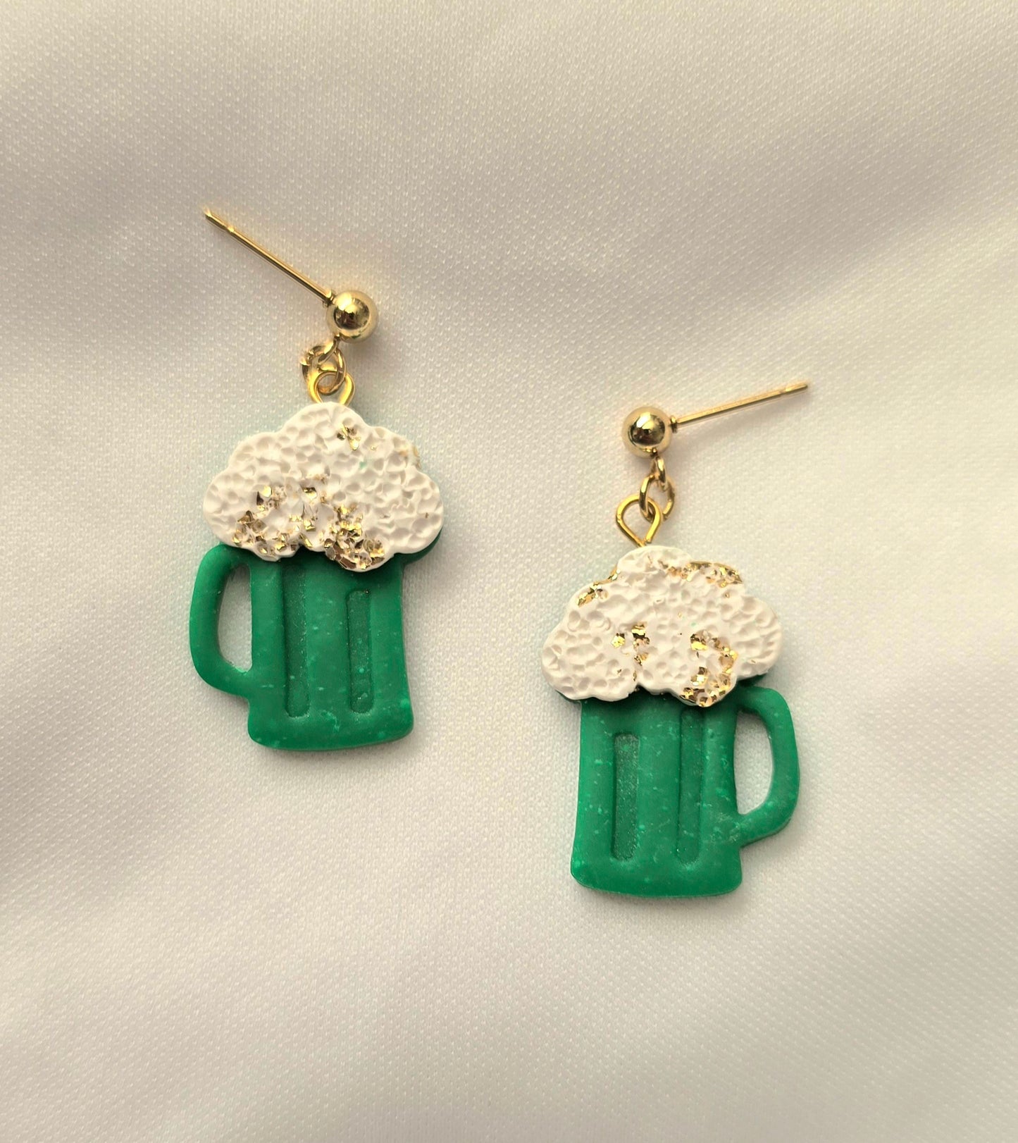 St. Patrick's Day Green Beer Mug Earrings