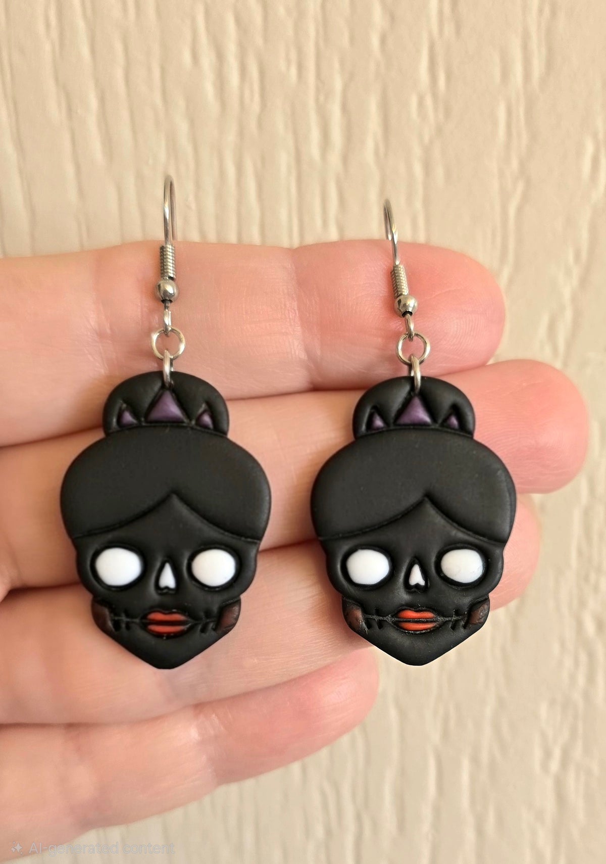 Skeleton Woman Crown Dangle Earrings