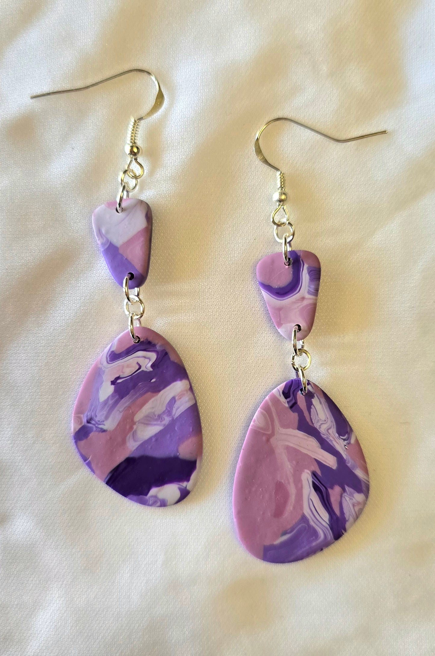 Shades of Purple Swirl Teardrop Earrings