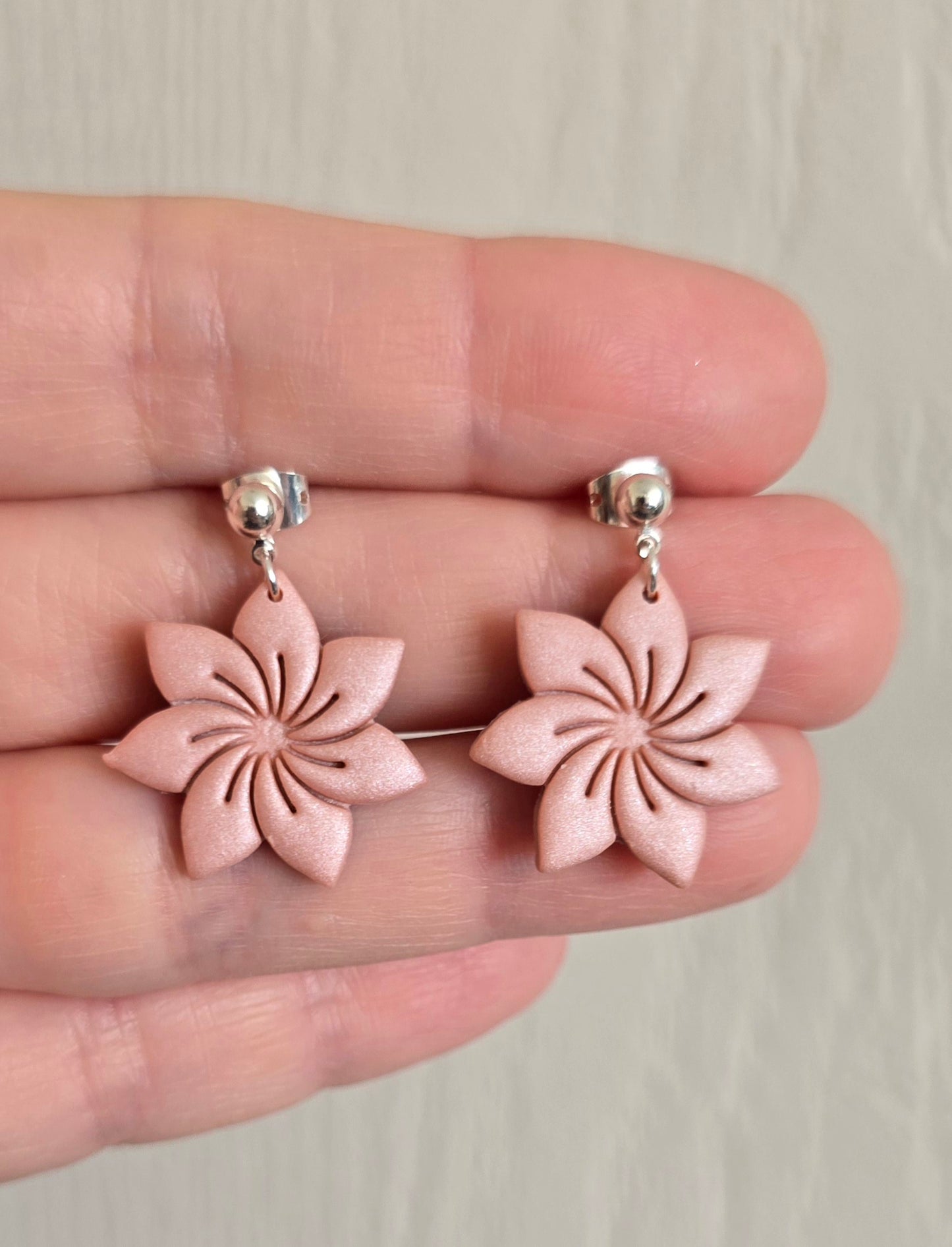 Pink Pearl Flower Earrings