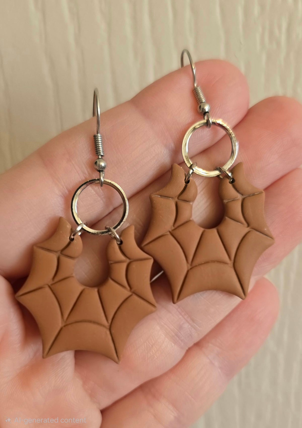 Brown Spider Web Halloween Dangle Earrings