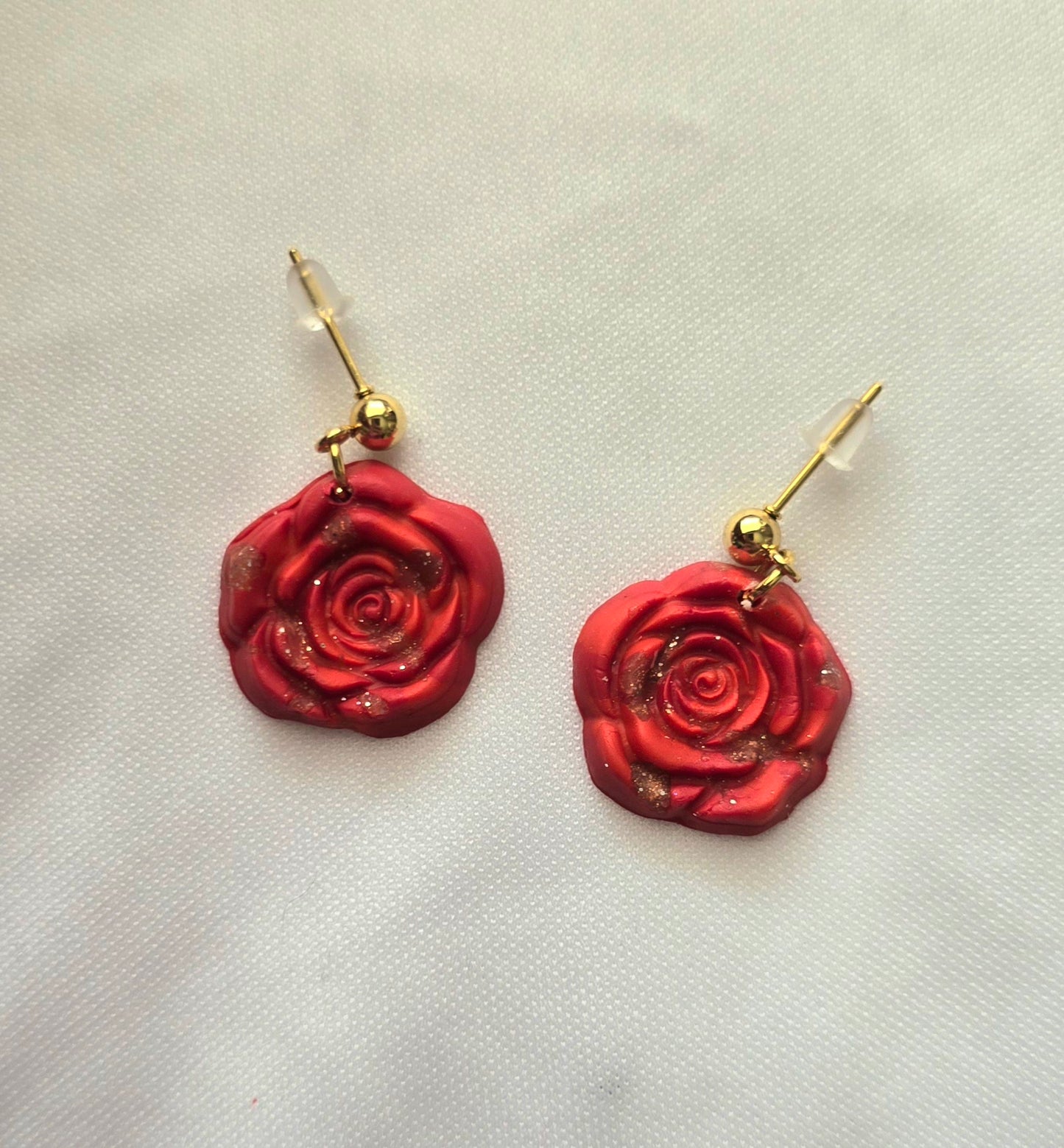 Red Rose Earrings