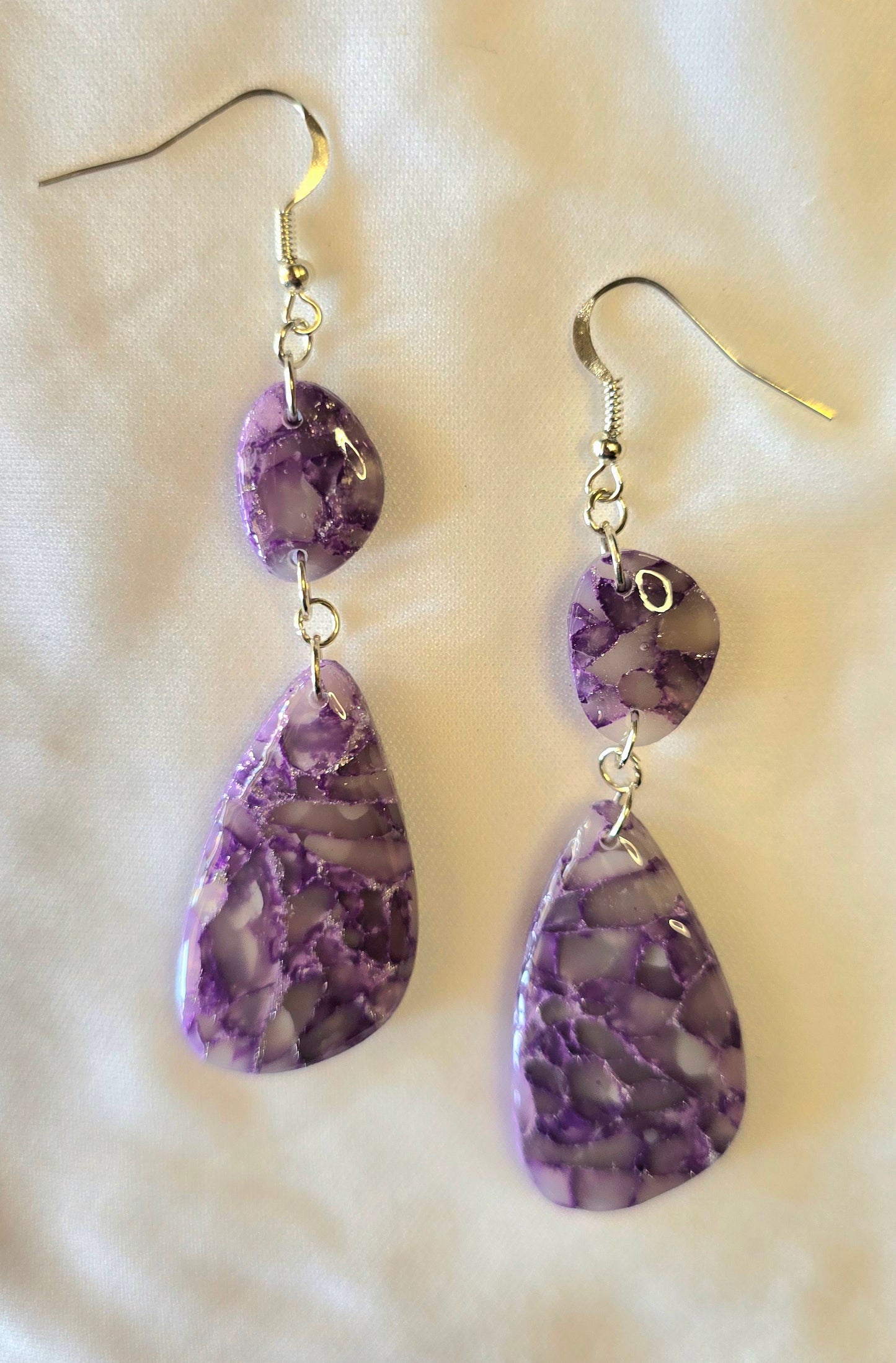 Amethyst Faux Oval Dangle Earrings