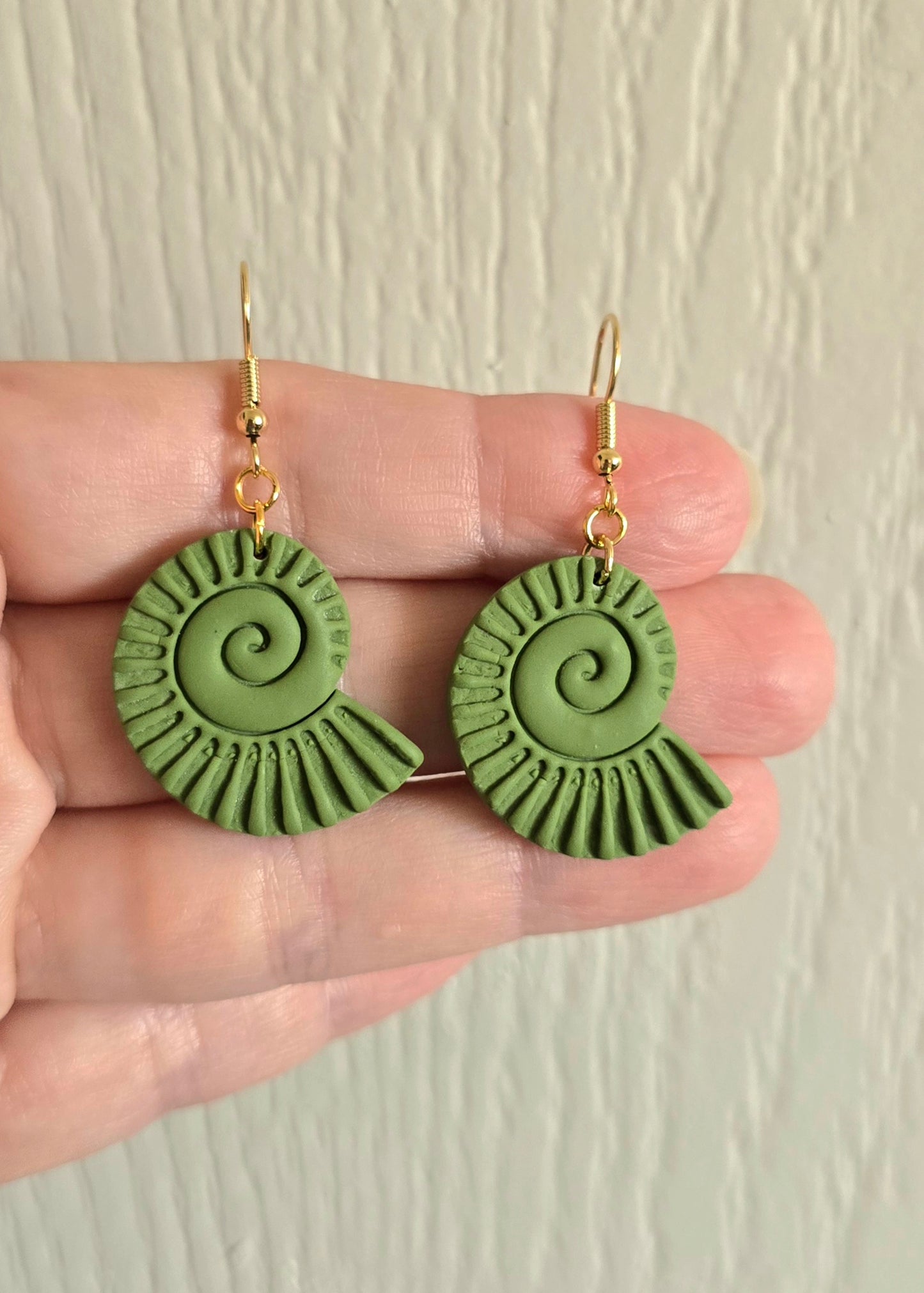 Green Ammonite Shell Earrings