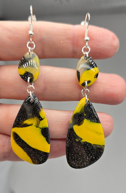 Bumblebee Jasper Faux Oval Dangle Earrings