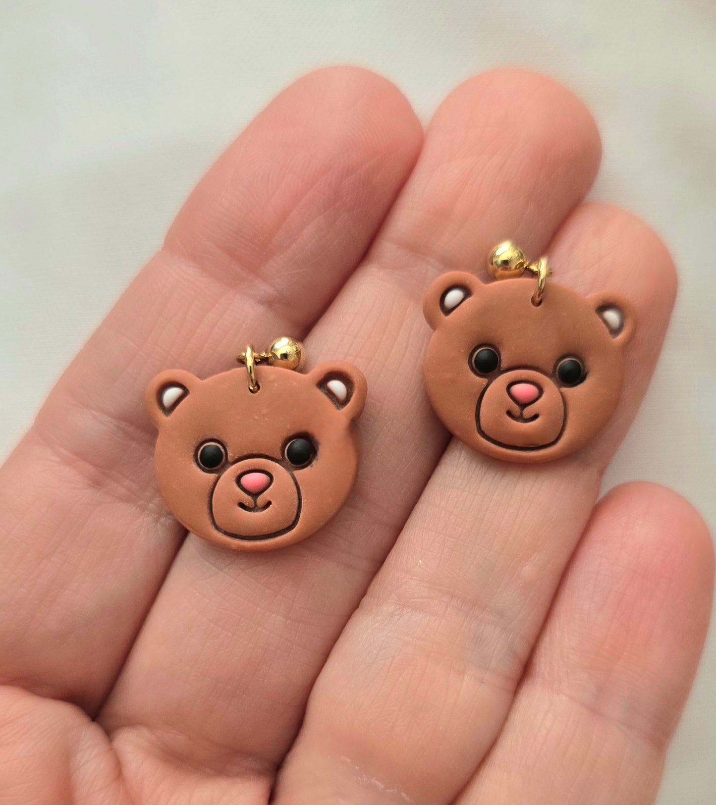 Brown Teddy Bear Small Dangle Earrings