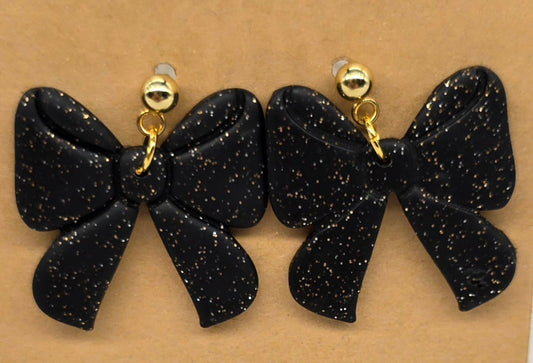 Black and Gold Bow Earrings