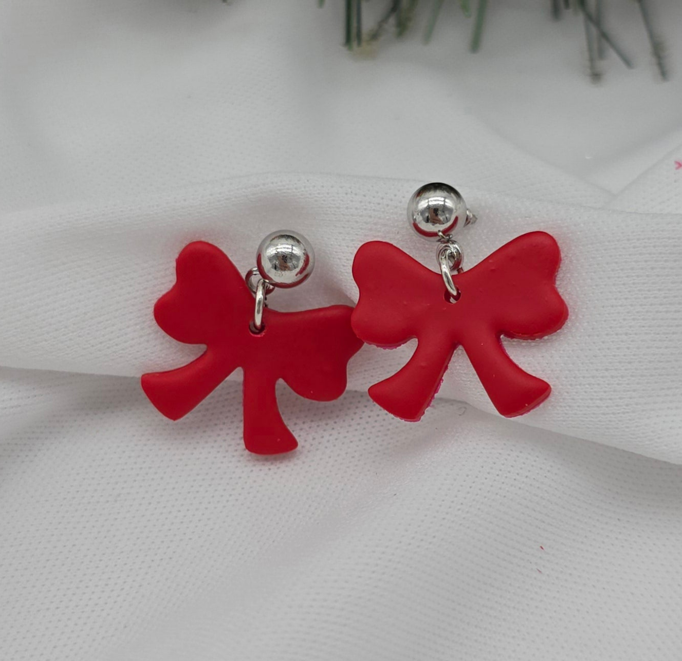 Mini Red Bow Earrings