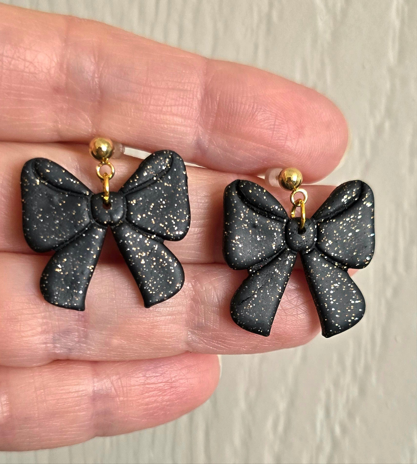 Black and Gold Bow Earrings