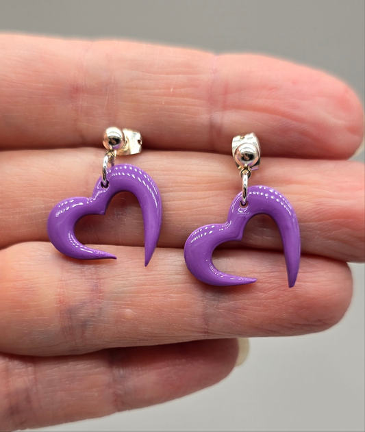 Purple Open Heart Earrings