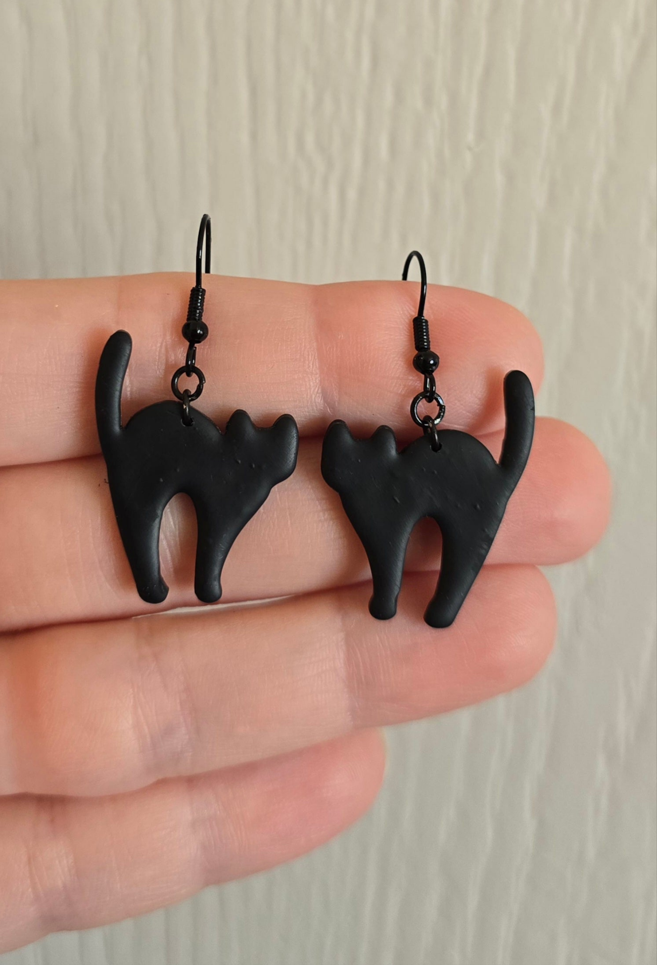 Black Cat Silhouette Halloween Earrings