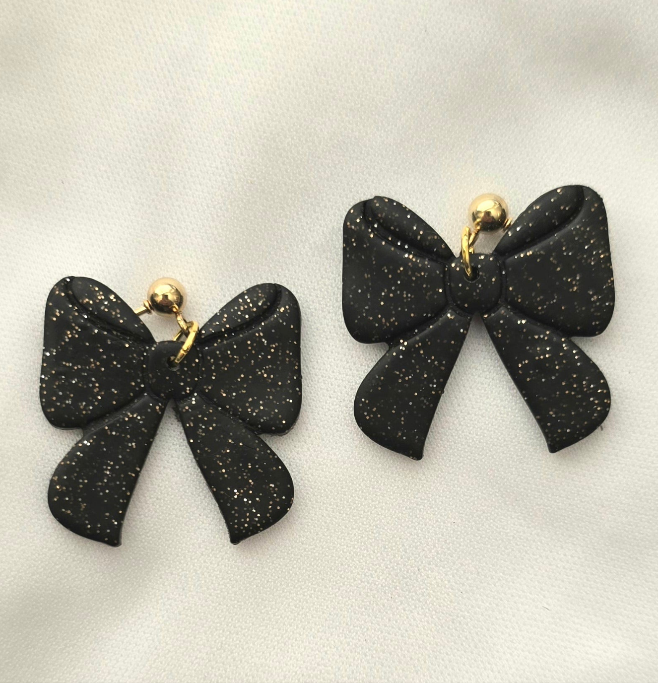 Black and Gold Bow Earrings