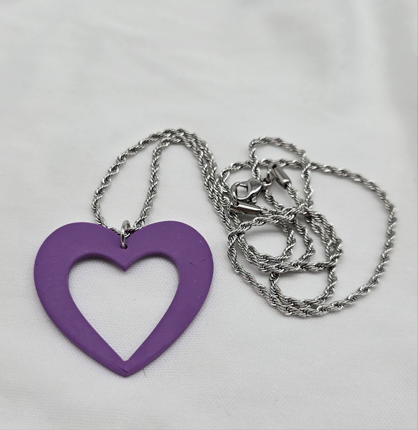 Purple Open Heart Necklace