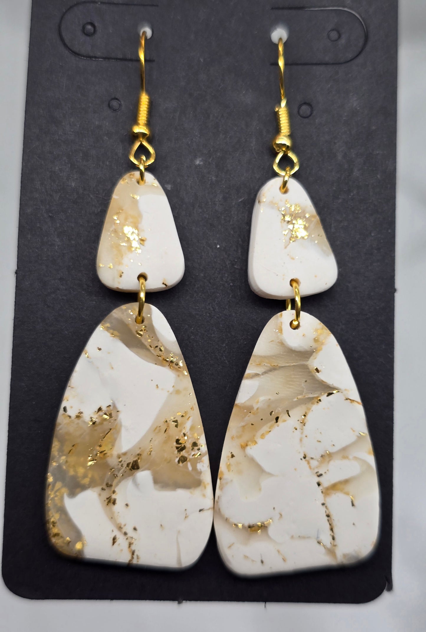 White and Gold Dangle Earrings