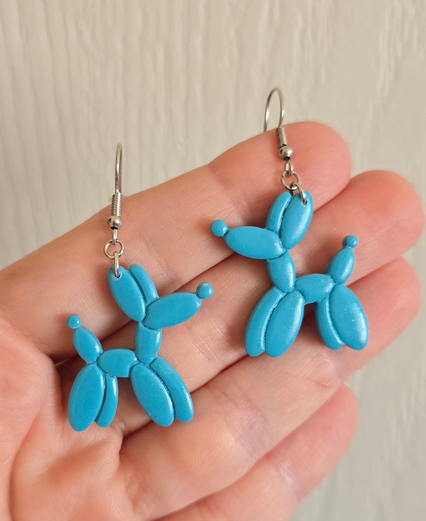 Blue Balloon Animal Dog Earrings
