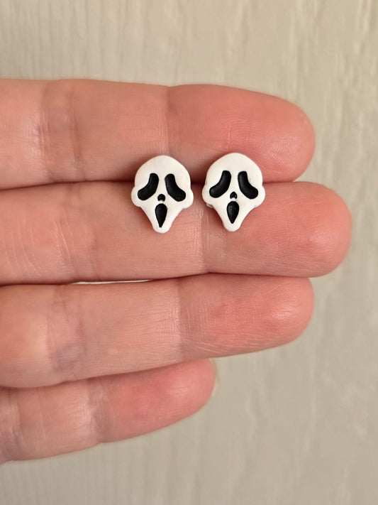 Mini Ghost Face Stud Earrings