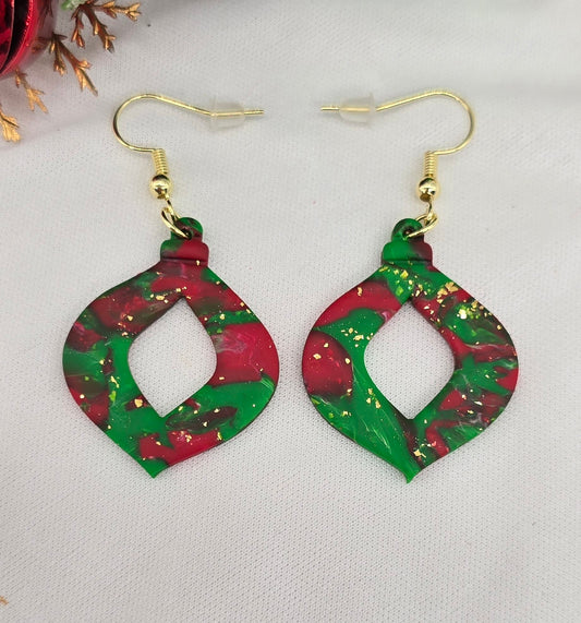 Red, Green & Gold Ornament Earrings
