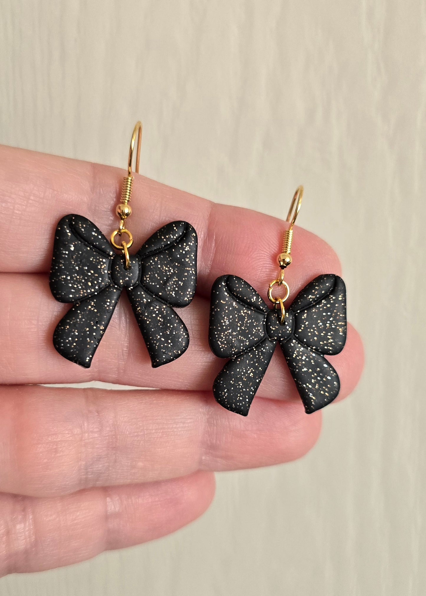 Black and Gold Bow Earrings