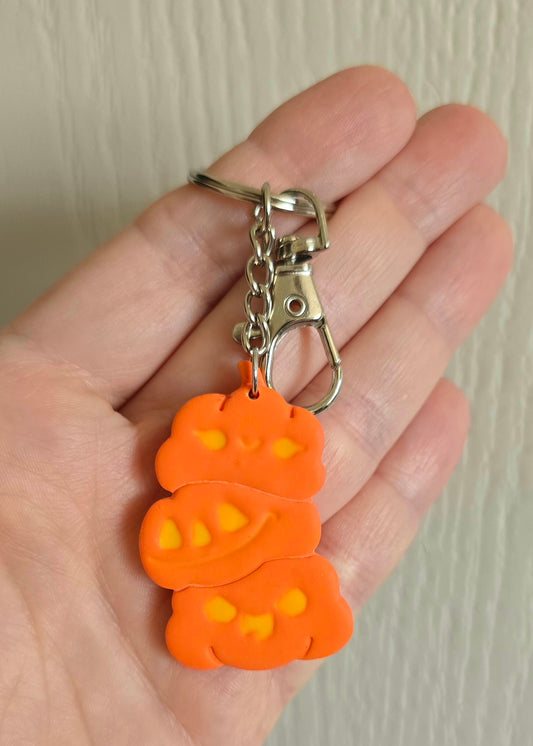 Triple Pumpkin Stack Keychain Orange