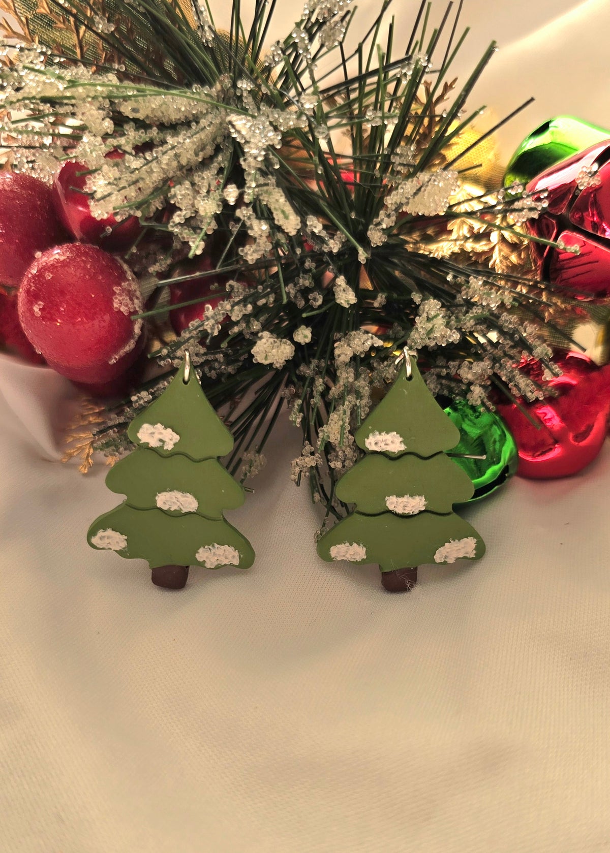 Snowy Christmas Tree Earrings