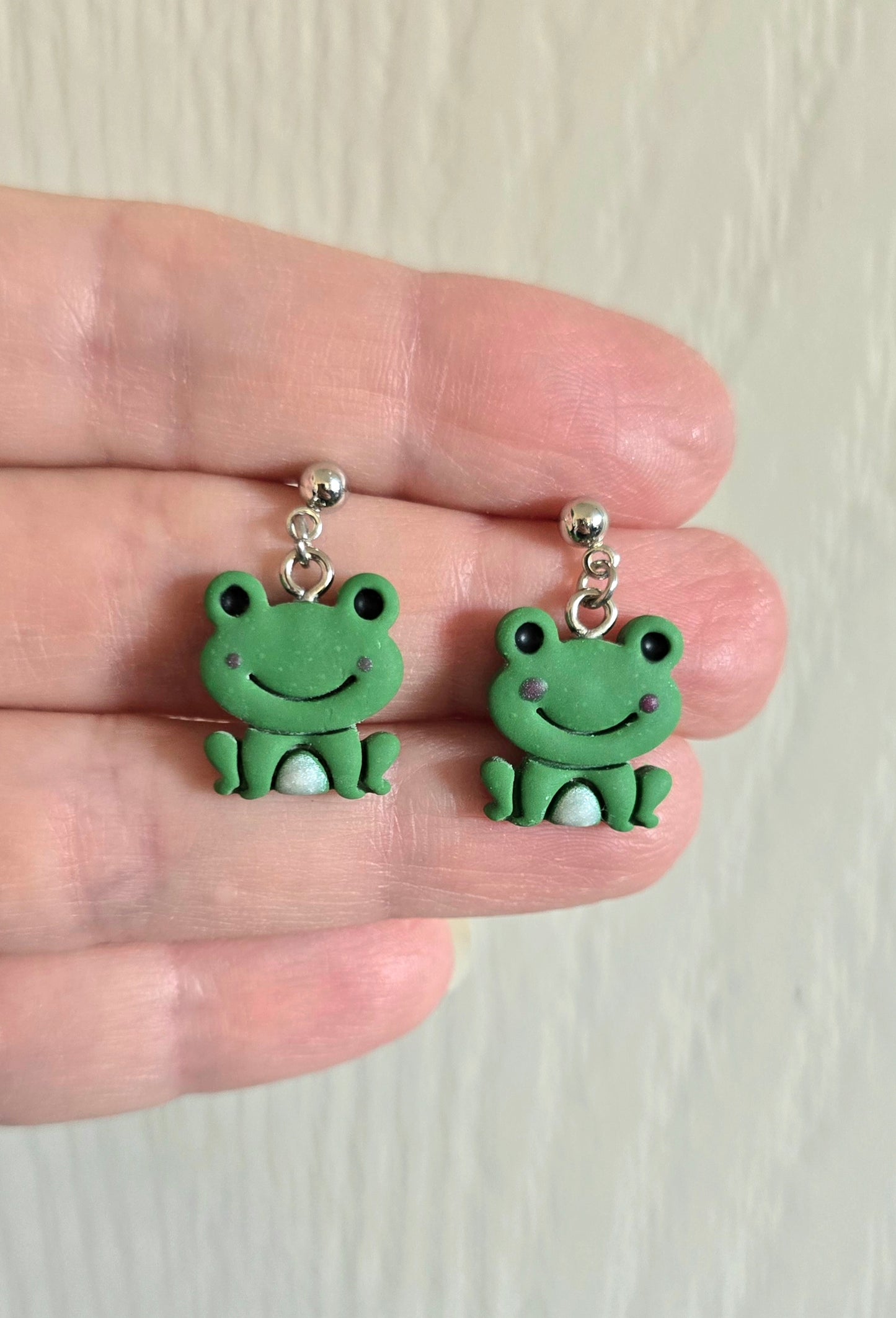 Green Frog Small Dangle Earrings