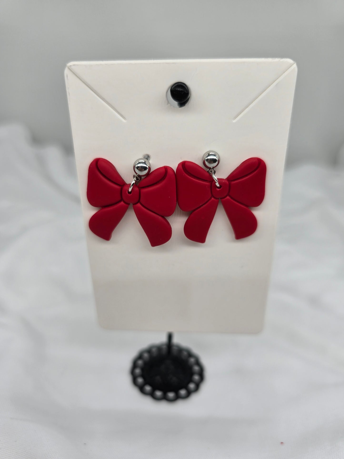 Red Bow Earrings