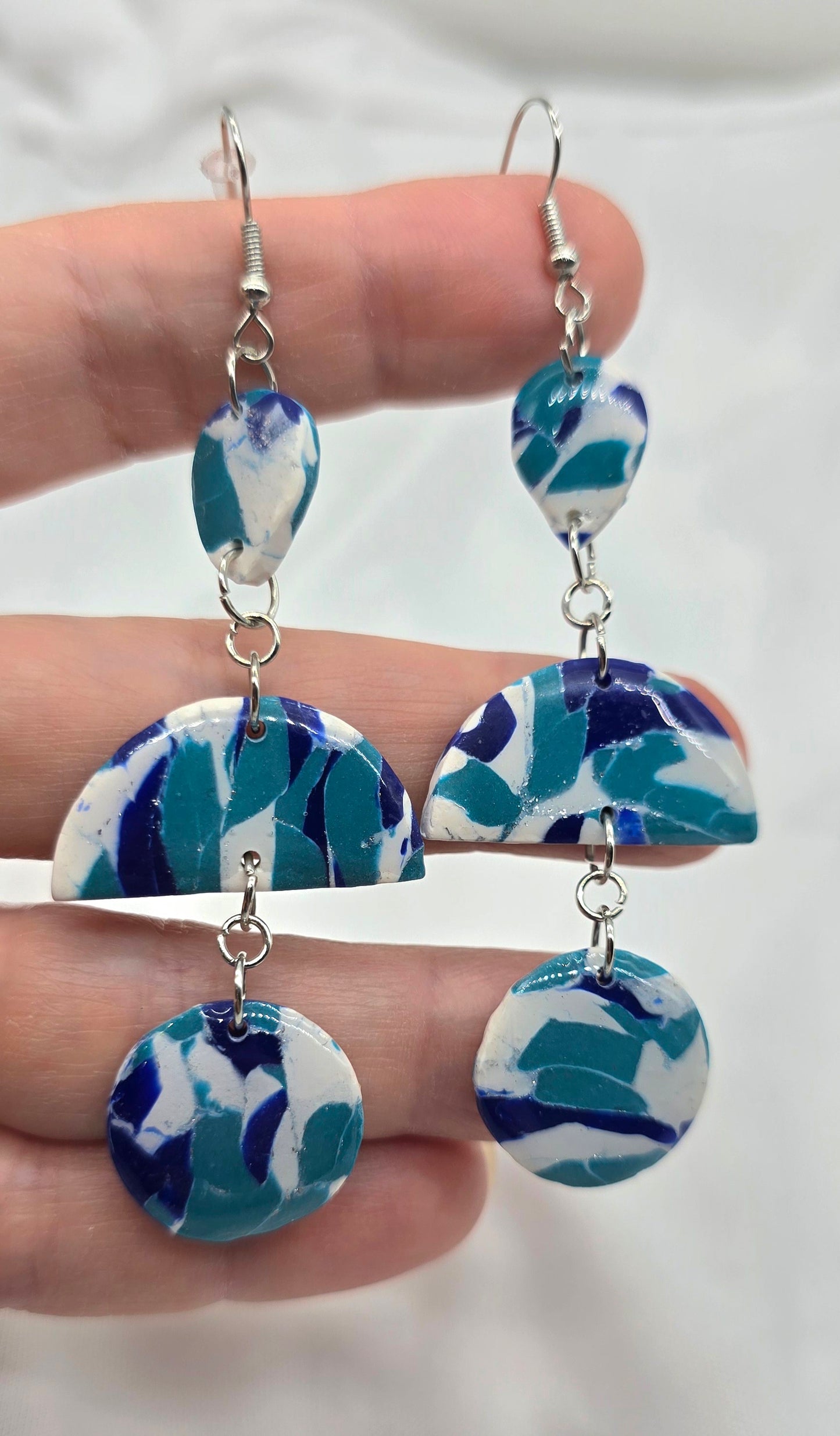 Ocean Waves Tiered Dangle Earrings