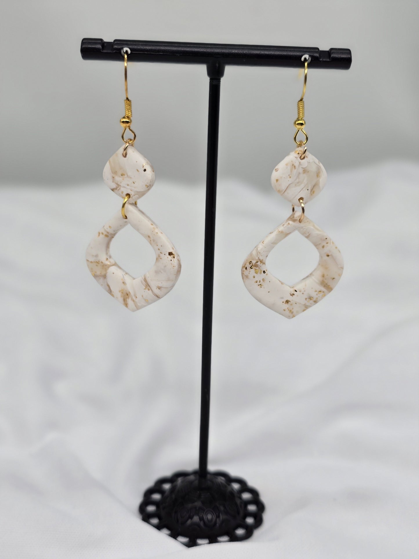White and Gold Hoop Earrings