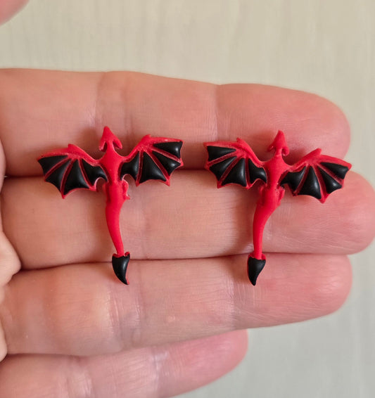 Red and Black Small Dragon Earrings