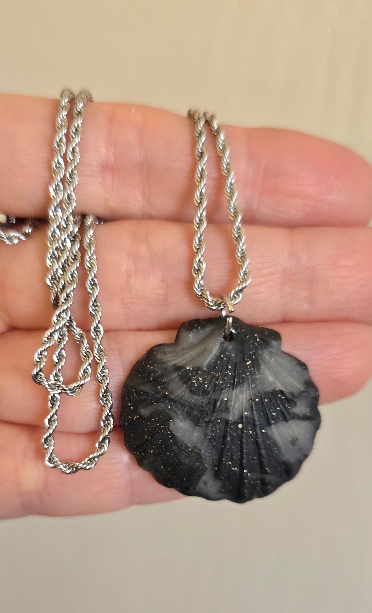 Black and Silver Seashell Necklace