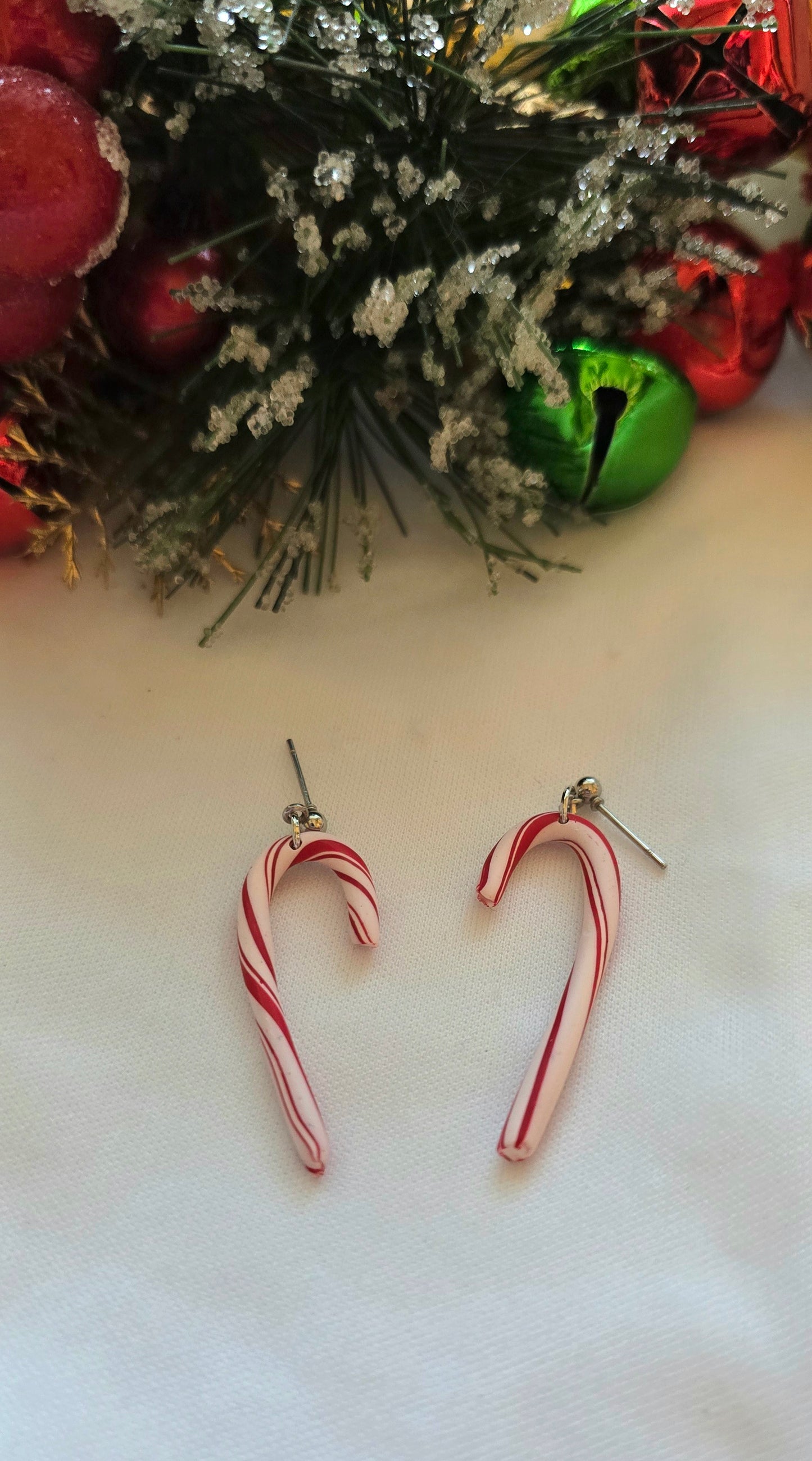 Small Red and White Candy Cane Earrings