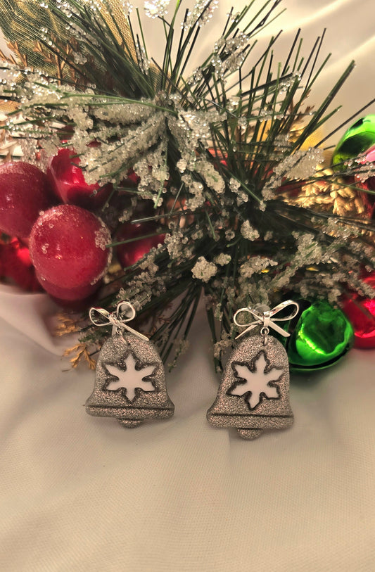 Silver Christmas Bells with Snowflake