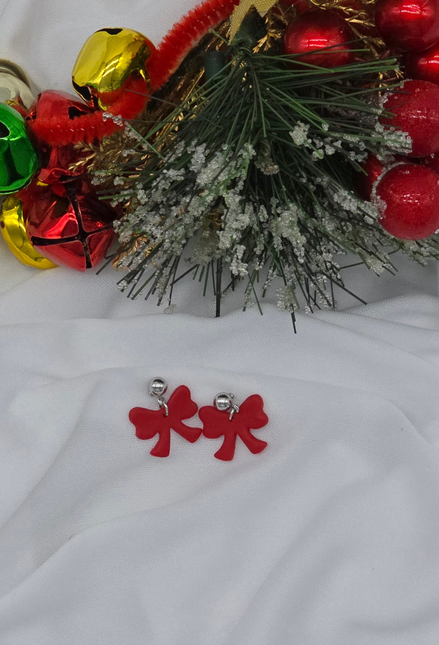 Mini Red Bow Earrings