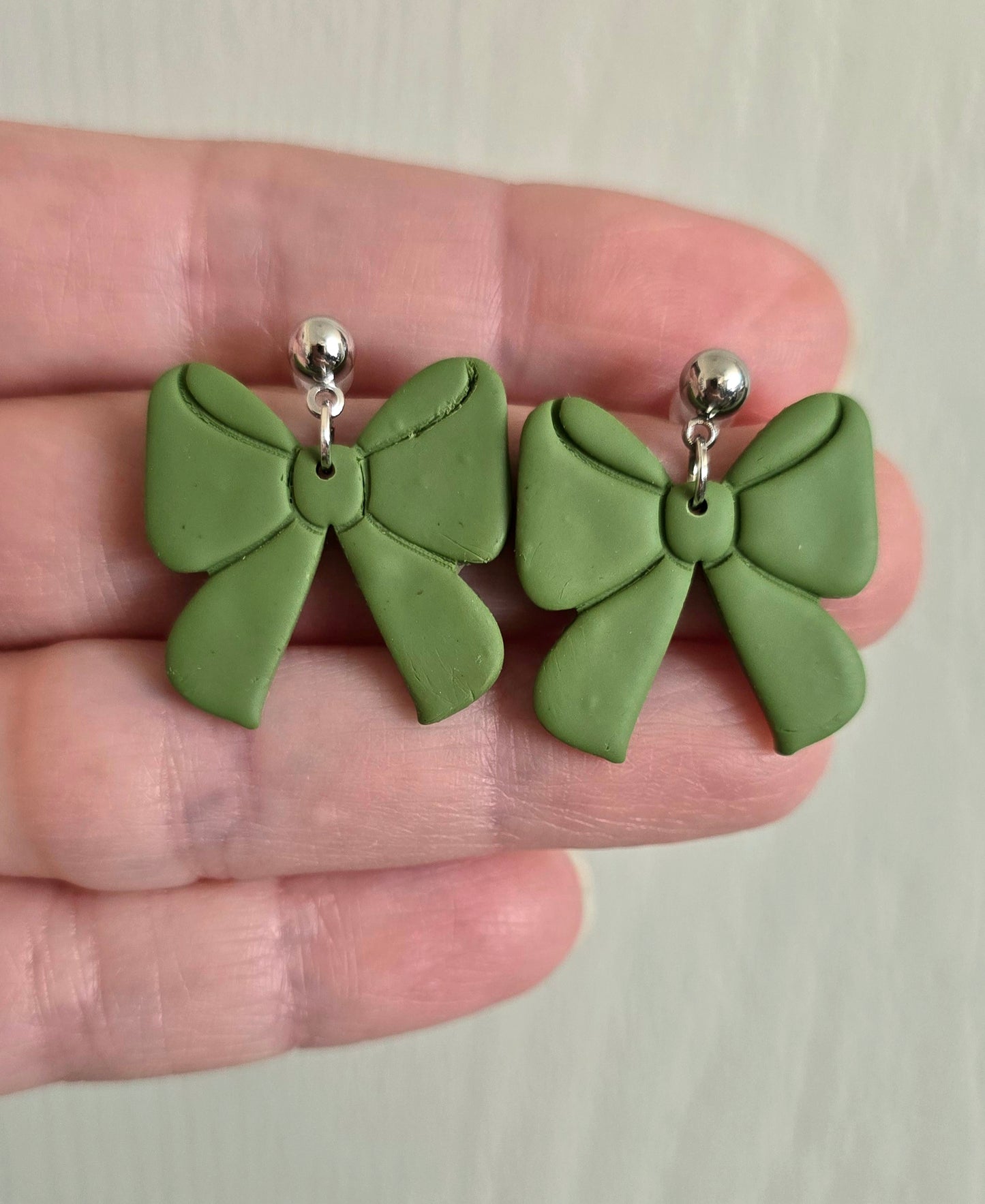 Green Bow Earrings