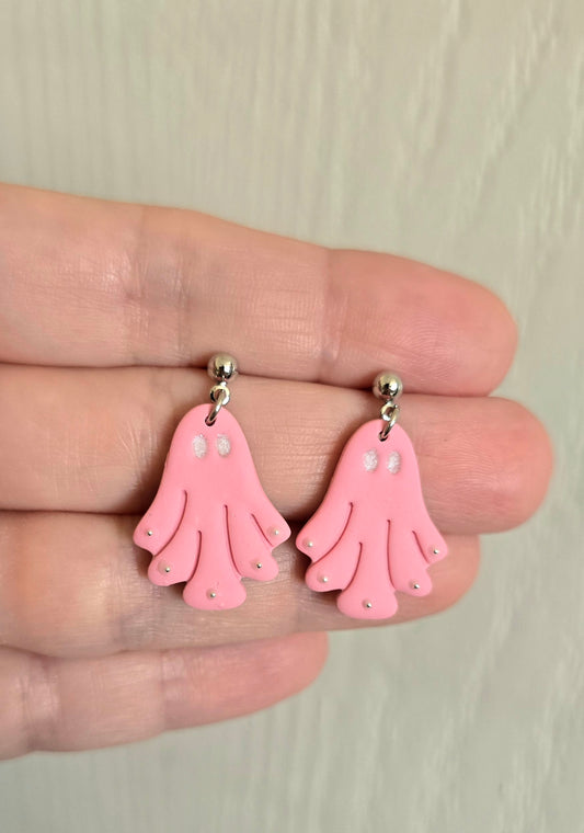 Pink Sheet Ghost Dangle Earrings