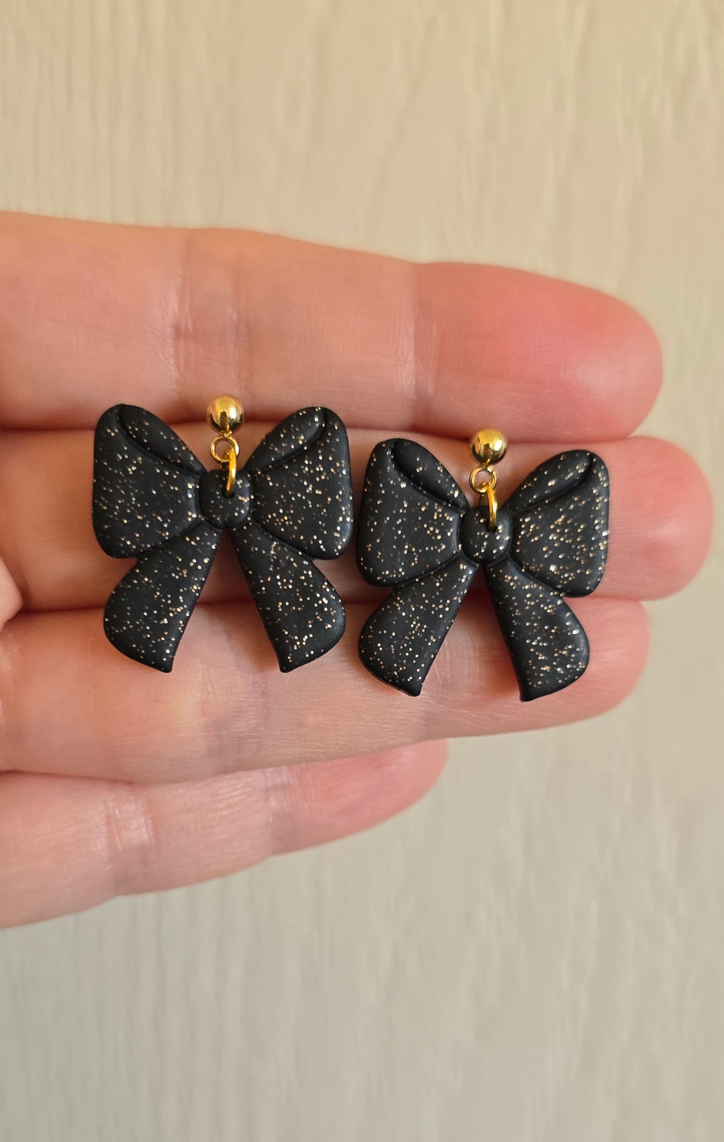 Black and Gold Bow Earrings