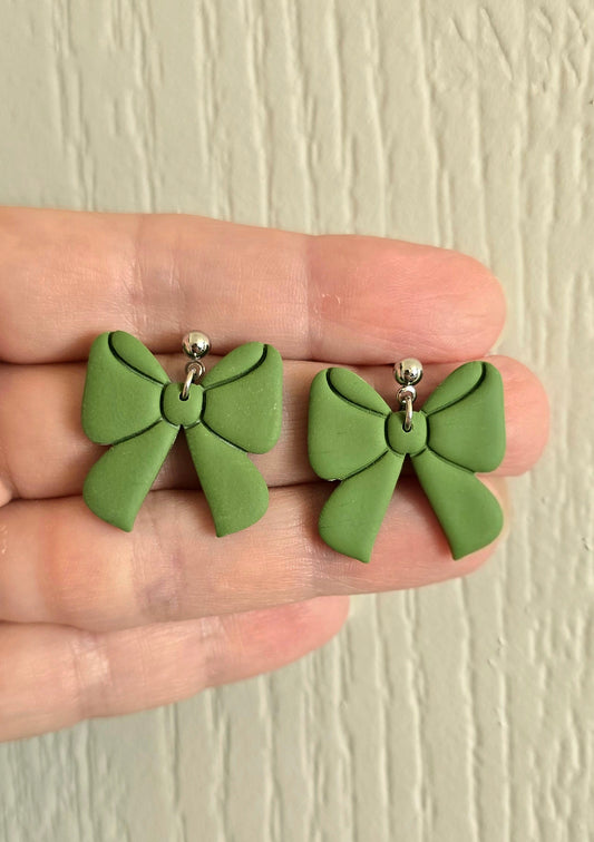 Green Bow Earrings