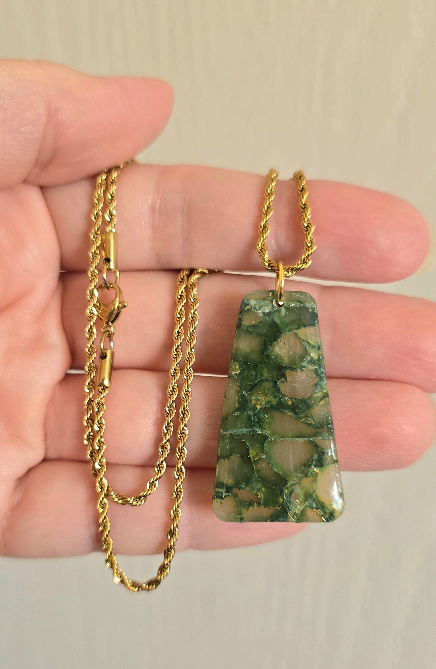 Faux Emerald Necklace