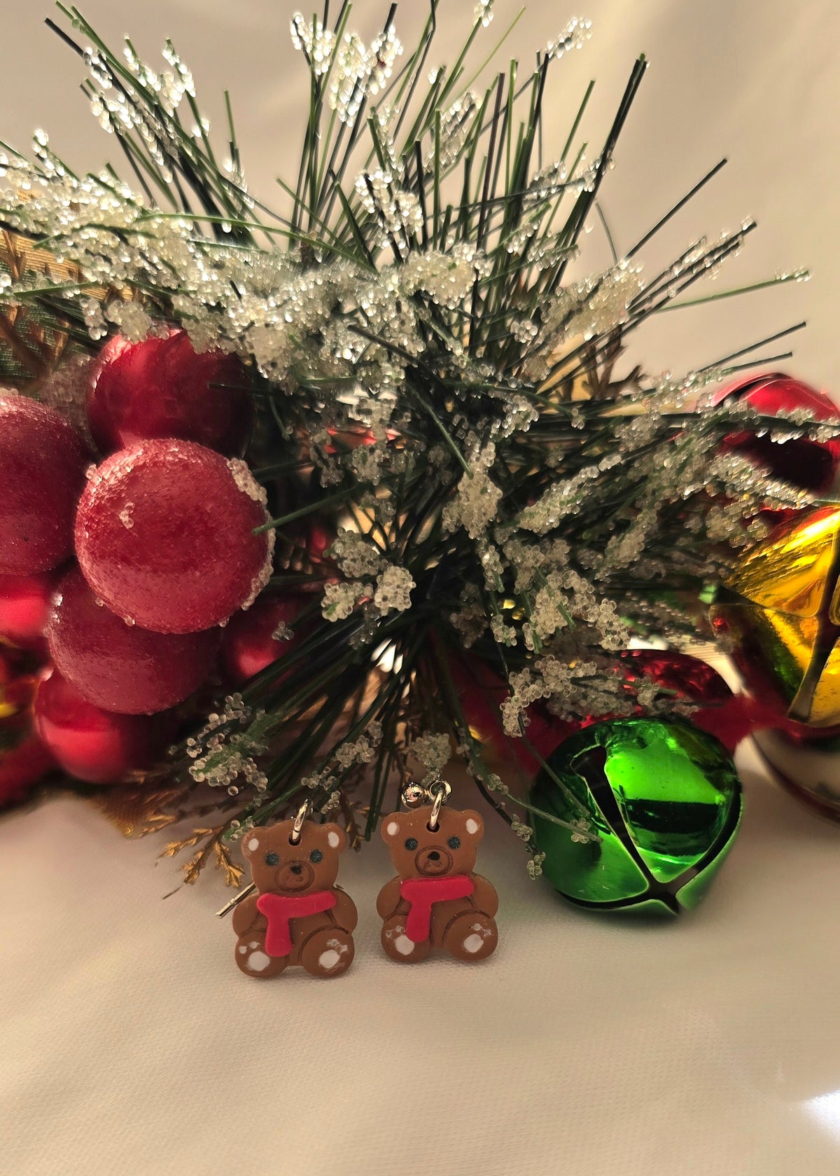 Christmas Teddy Bear Scarf Earrings