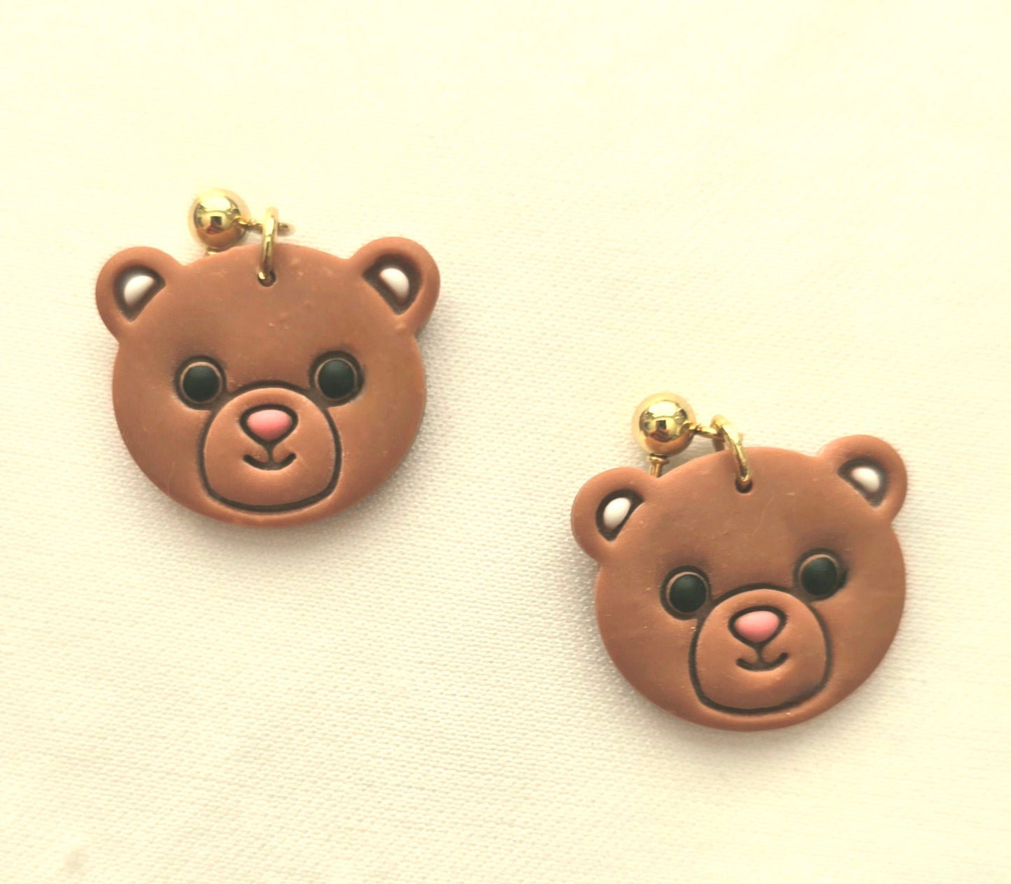 Brown Teddy Bear Small Dangle Earrings