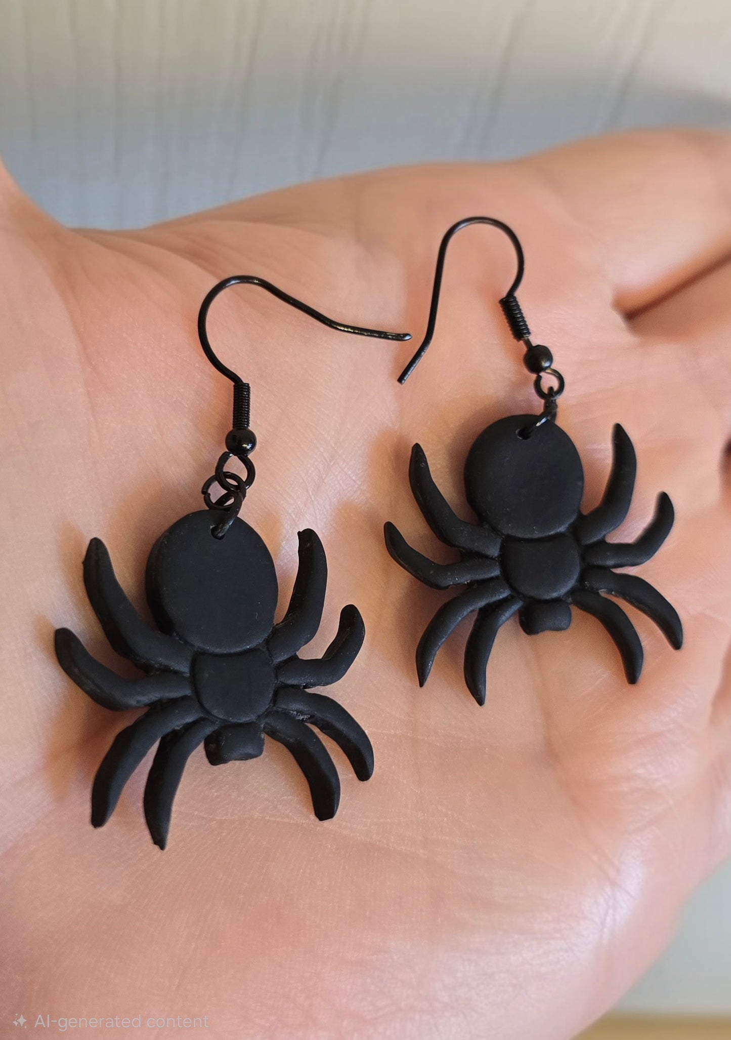 Black Spider Halloween Dangle Earrings