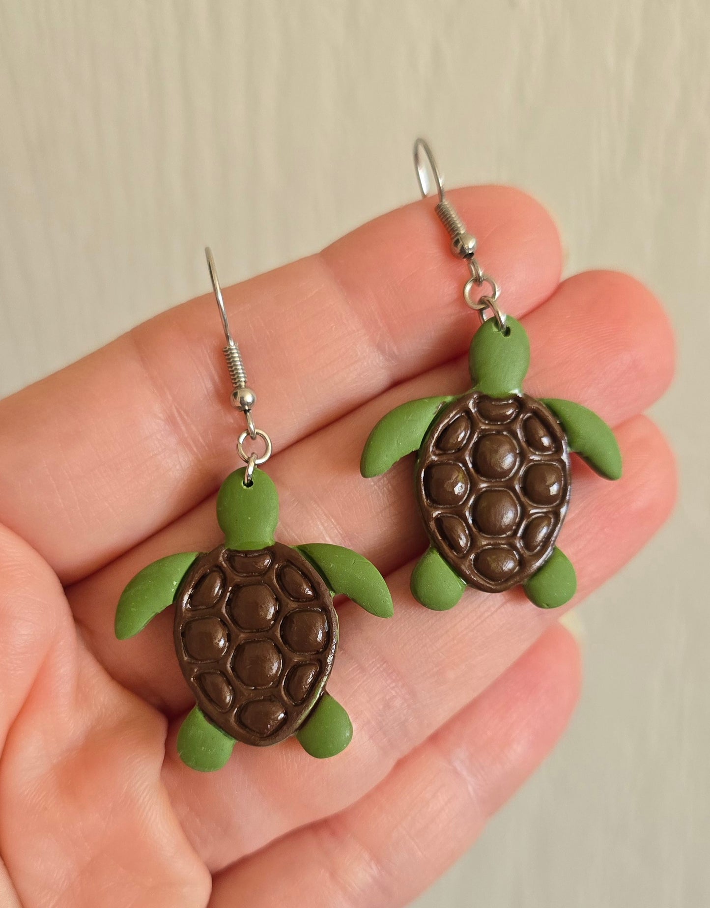 Green Sea Turtle Dangle Earrings