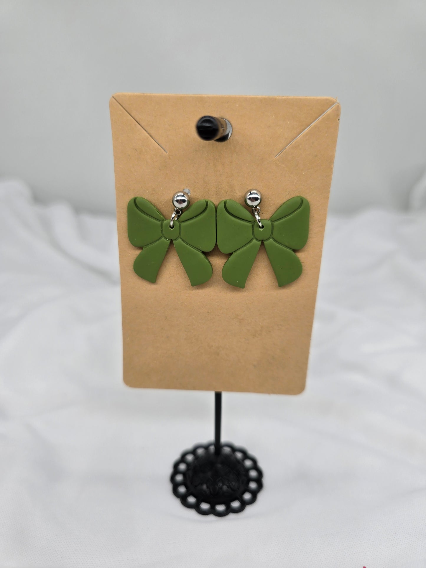 Green Bow Earrings