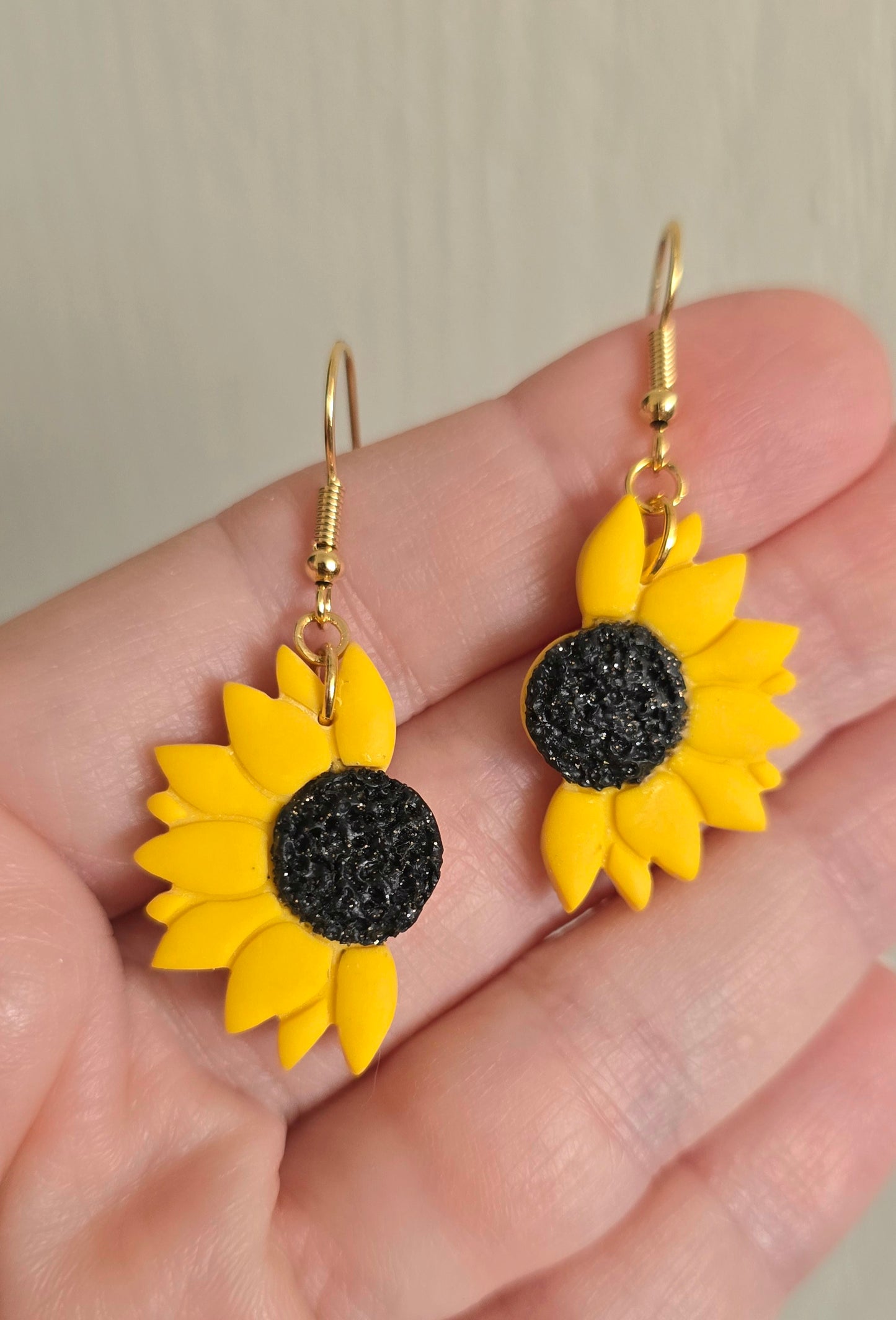 Half Sunflower Dangle Earrings
